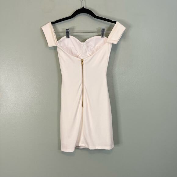 HOURS Mini Dress XXS Corset Cut Out Off Shoulder Sweetheart Evening Party White - Picture 2 of 11